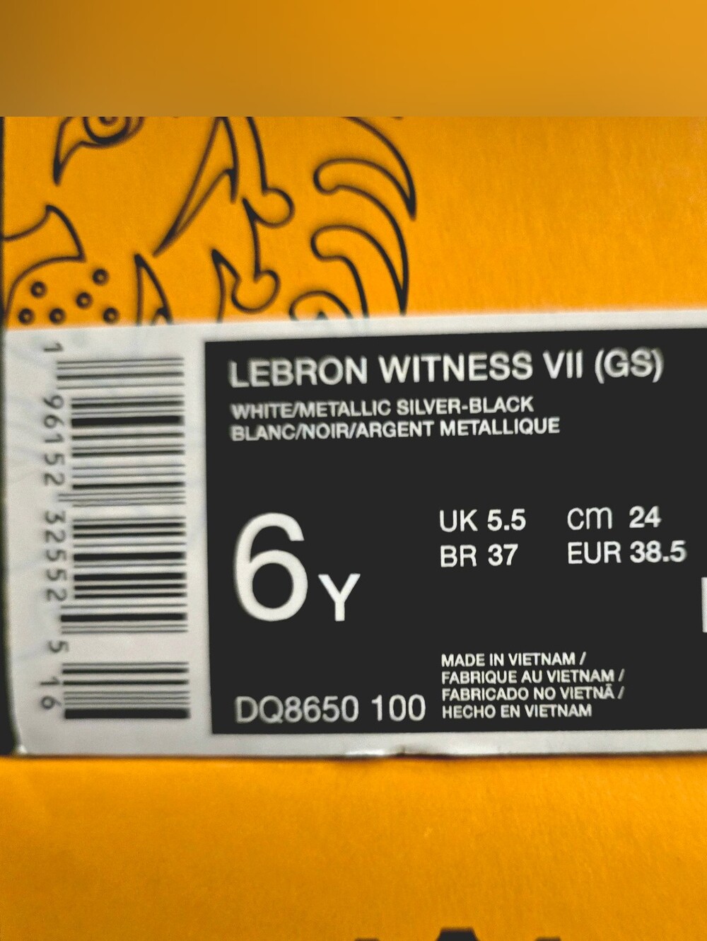 Grade School) Size - Nike LeBron Witness 7 Mid White Black - Picture 7 of 10